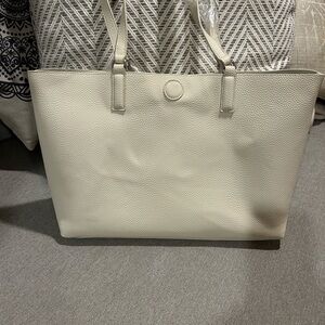 Elegant Cream Pebbled Tote Bag NWOT